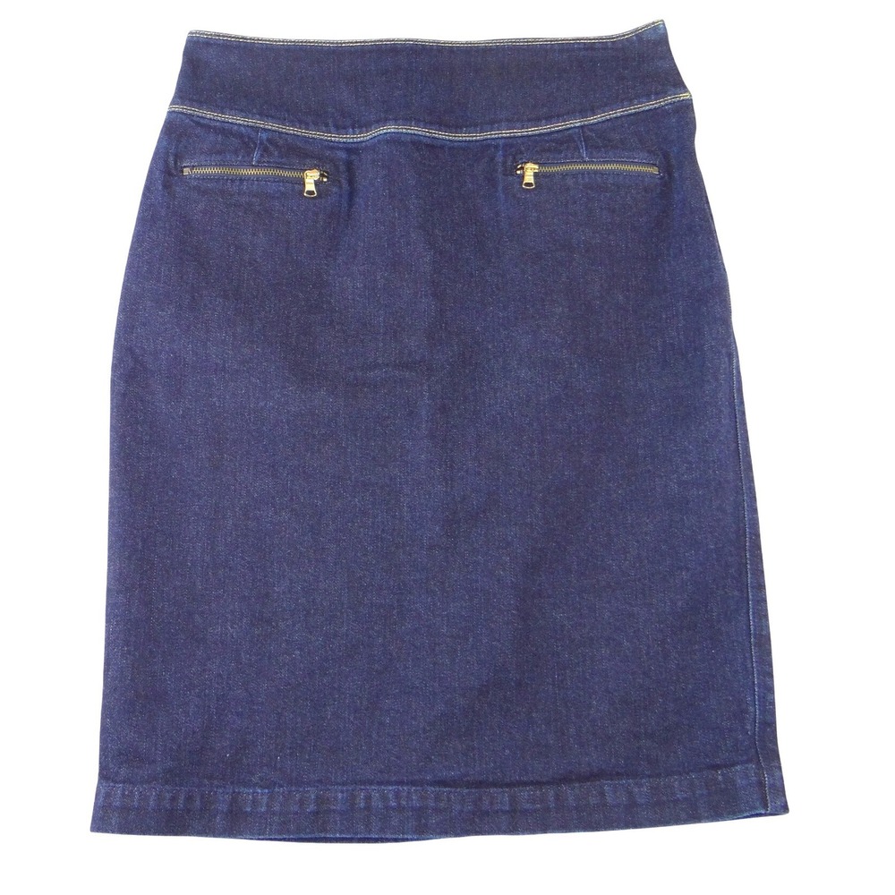 Lauren Ralph Lauren Denim Pencil Skirt Dark Wash Indigo Knee Length Womens 8